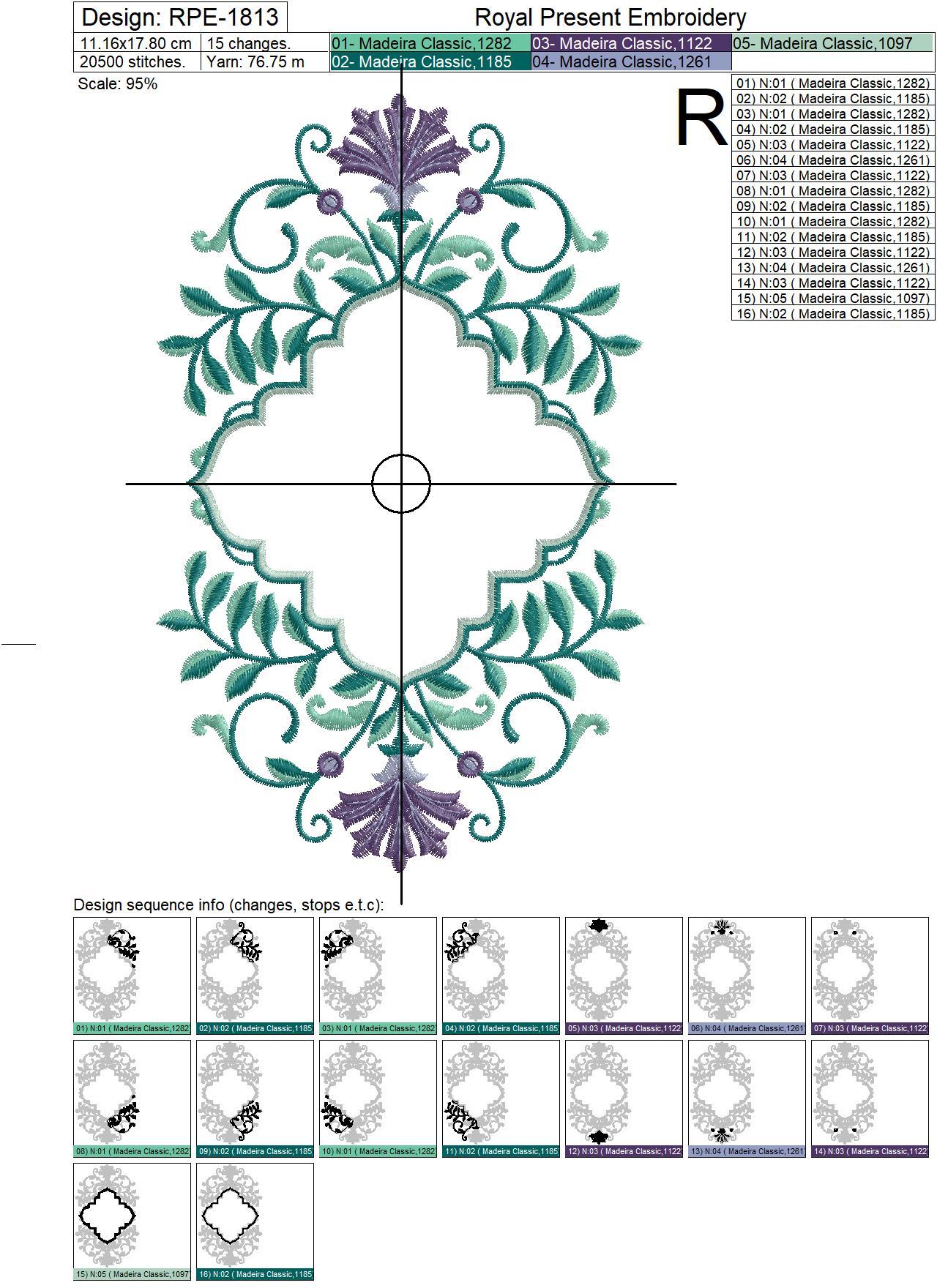 Oriental frame Machine Embroidery Design - 3 sizes