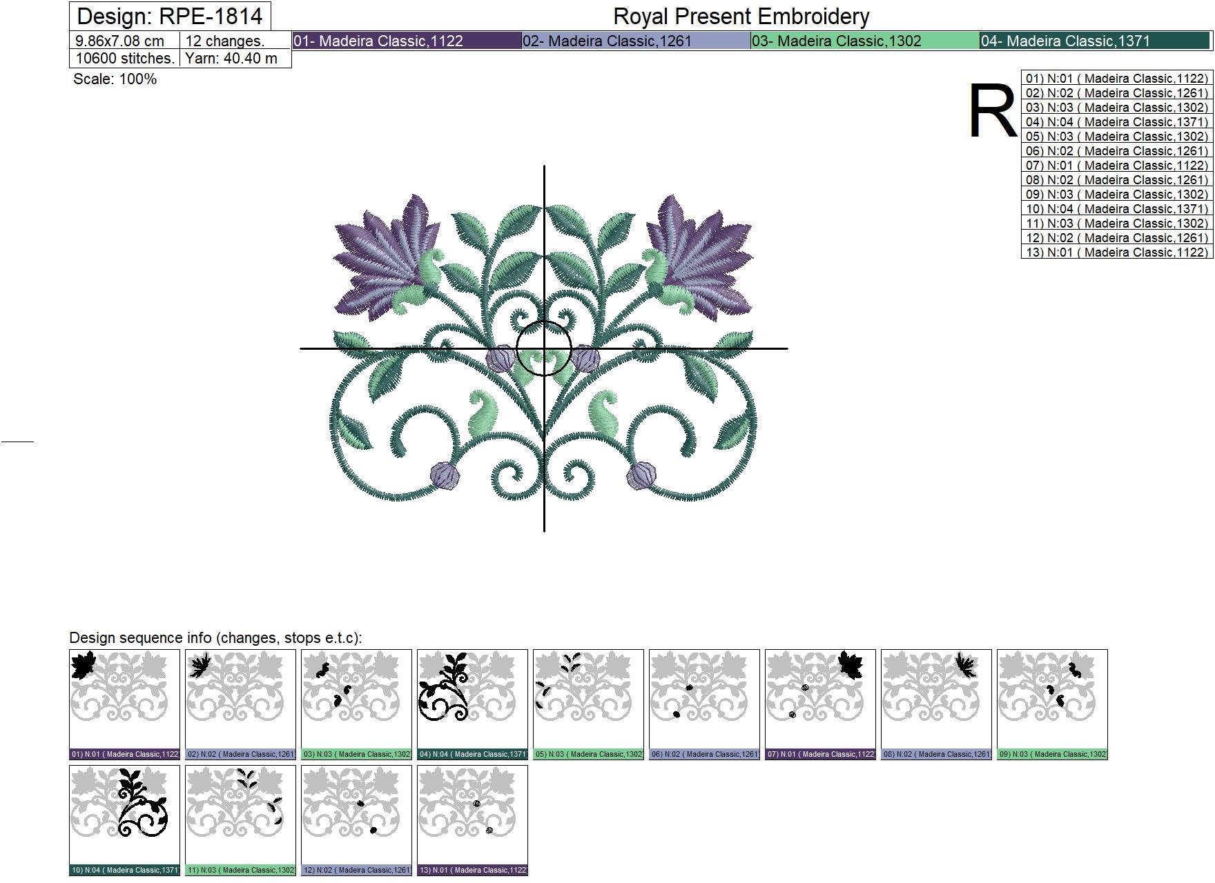 Oriental border Machine Embroidery Design - 3 sizes