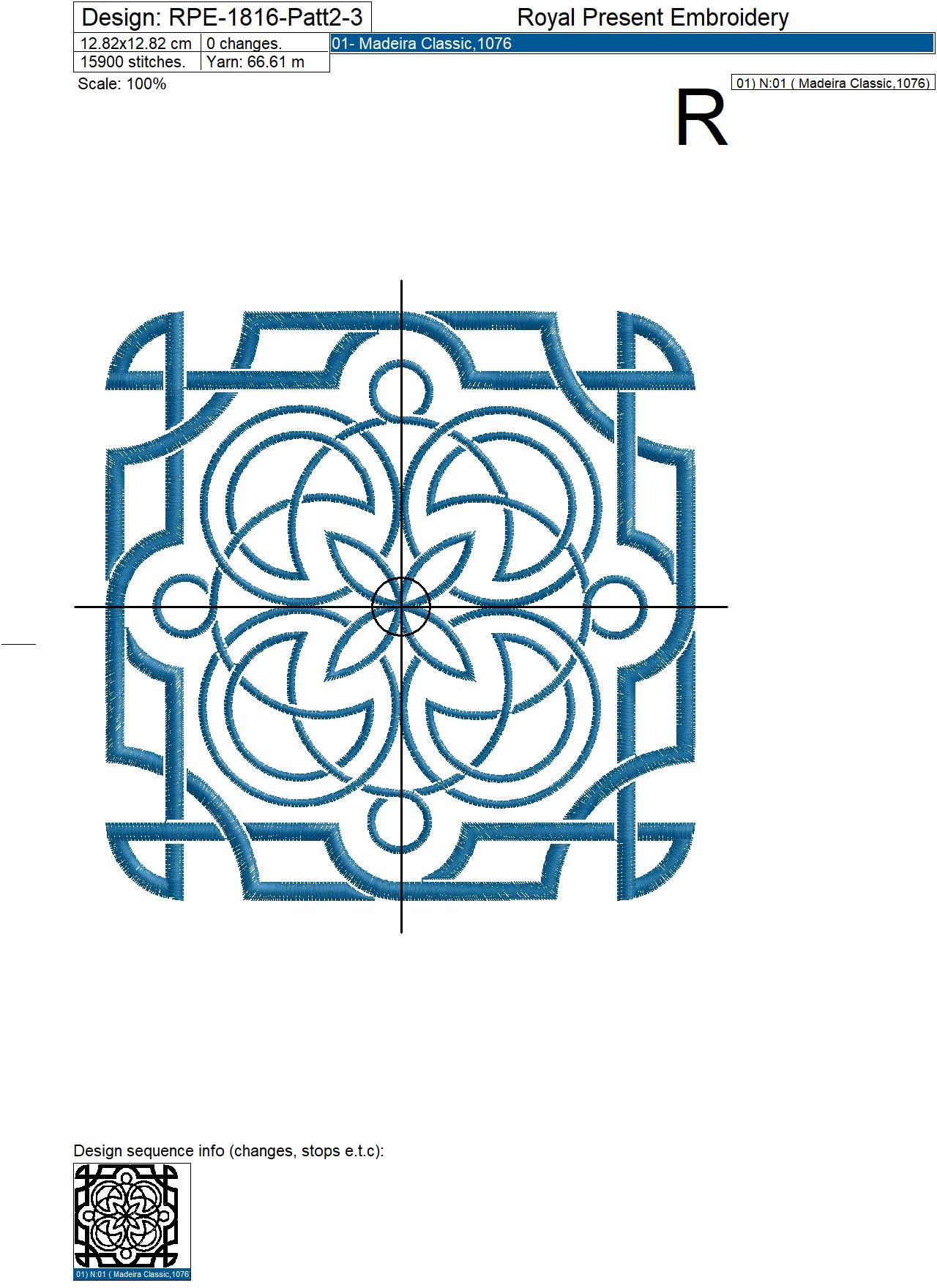 Square patterns Celtic knot style machine embroidery designs - 3 sizes