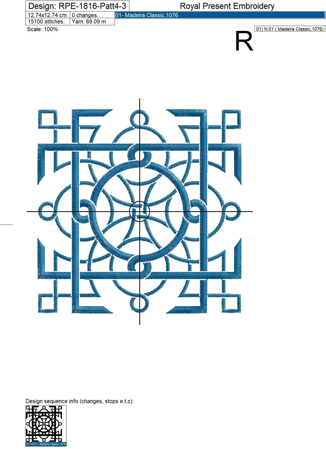 Square patterns Celtic knot style machine embroidery designs - 3 sizes