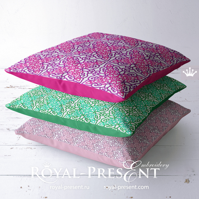 Square Oriental pattern machine embroidery design - 4 sizes