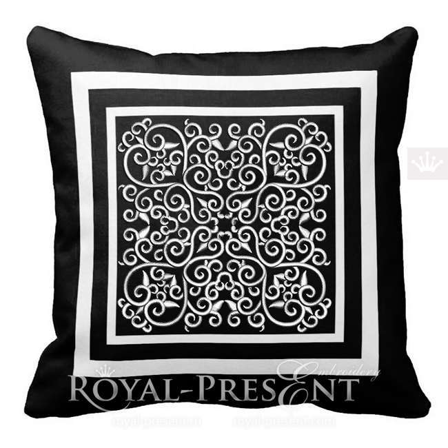 Square Floral Pattern machine embroidery design - 4 sizes RPE-1820