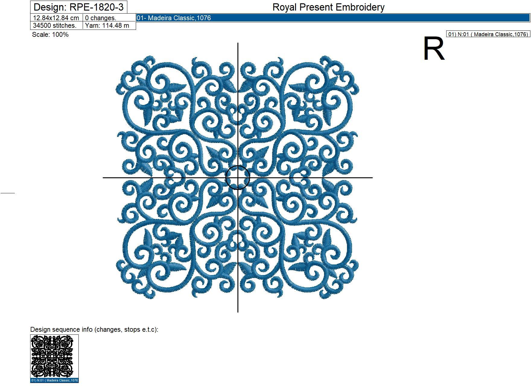 Square Floral Pattern machine embroidery design - 4 sizes