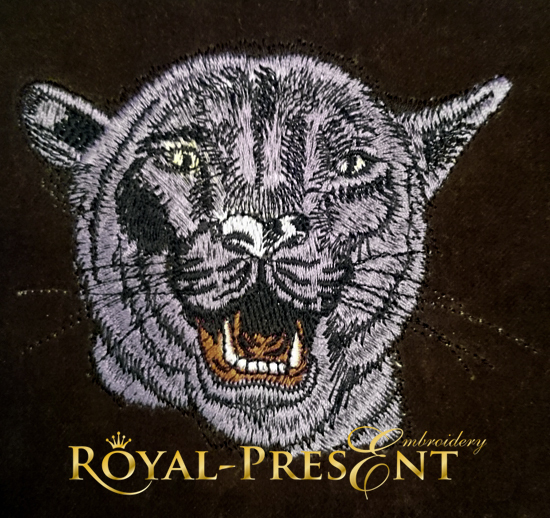 Black panther head Machine Embroidery Design - 2 sizes RPE-063