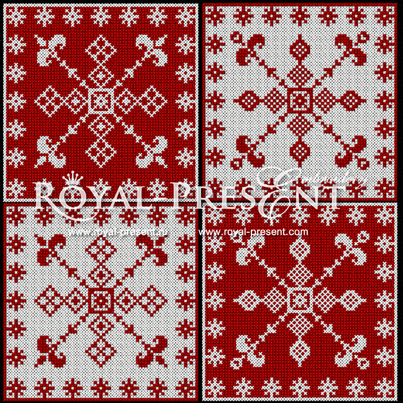 Cross-stitch Machine Embroidery Design Snowflakes - 2 sizes RPE-316