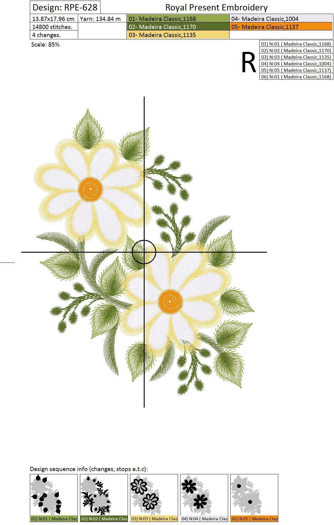 Daisies Machine Embroidery Pattern
