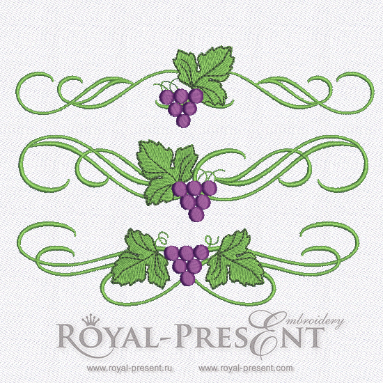 Grapes machine embroidery designs set