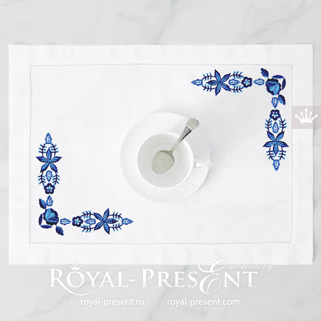 Polish Floral Corner Machine Embroidery Design - 2 sizes RPE-1825