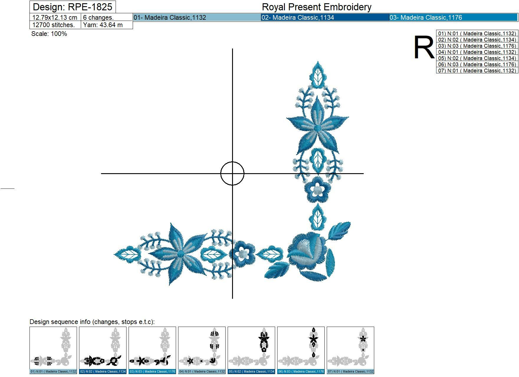 Polish Floral Corner Machine Embroidery Design - 2 sizes