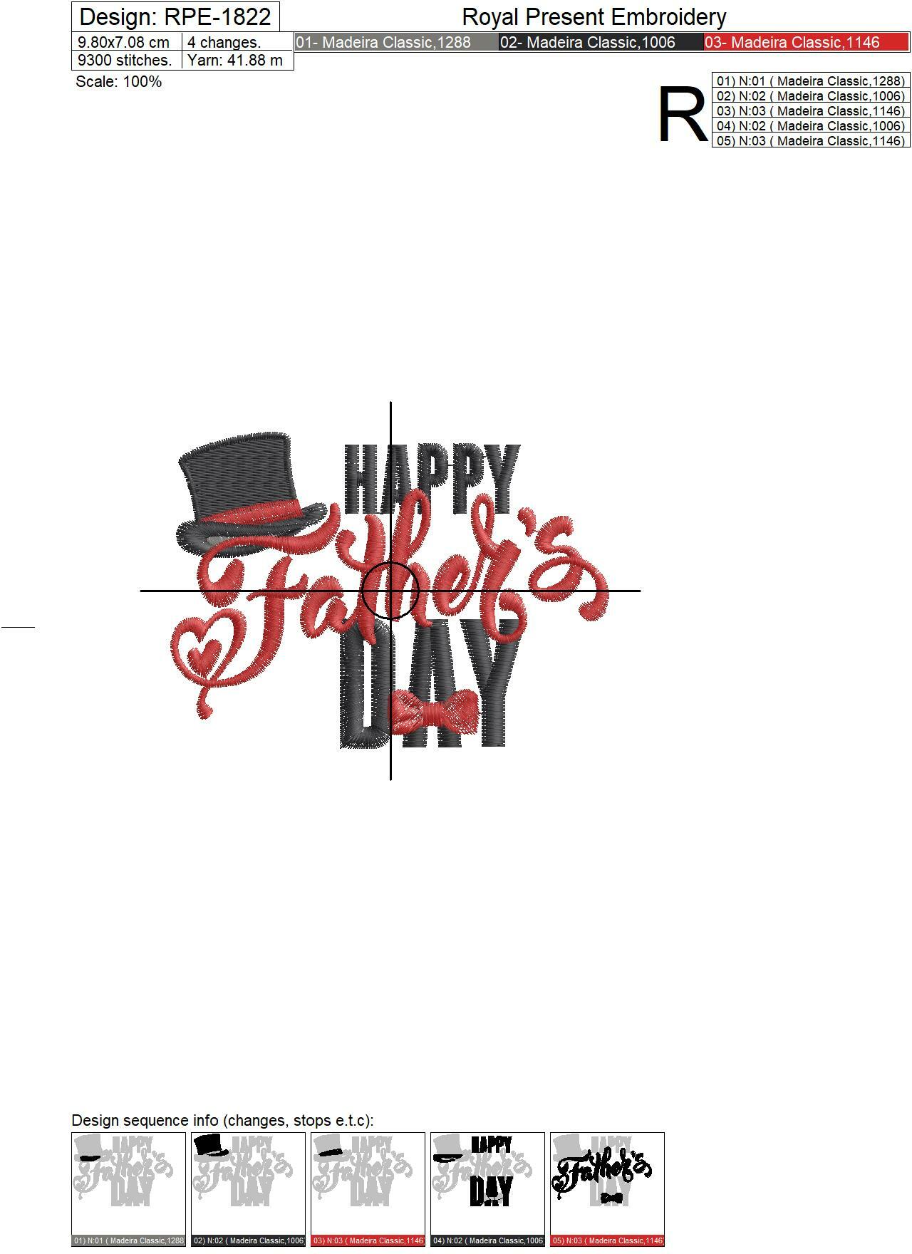 Happy Father's Day Machine Embroidery Design