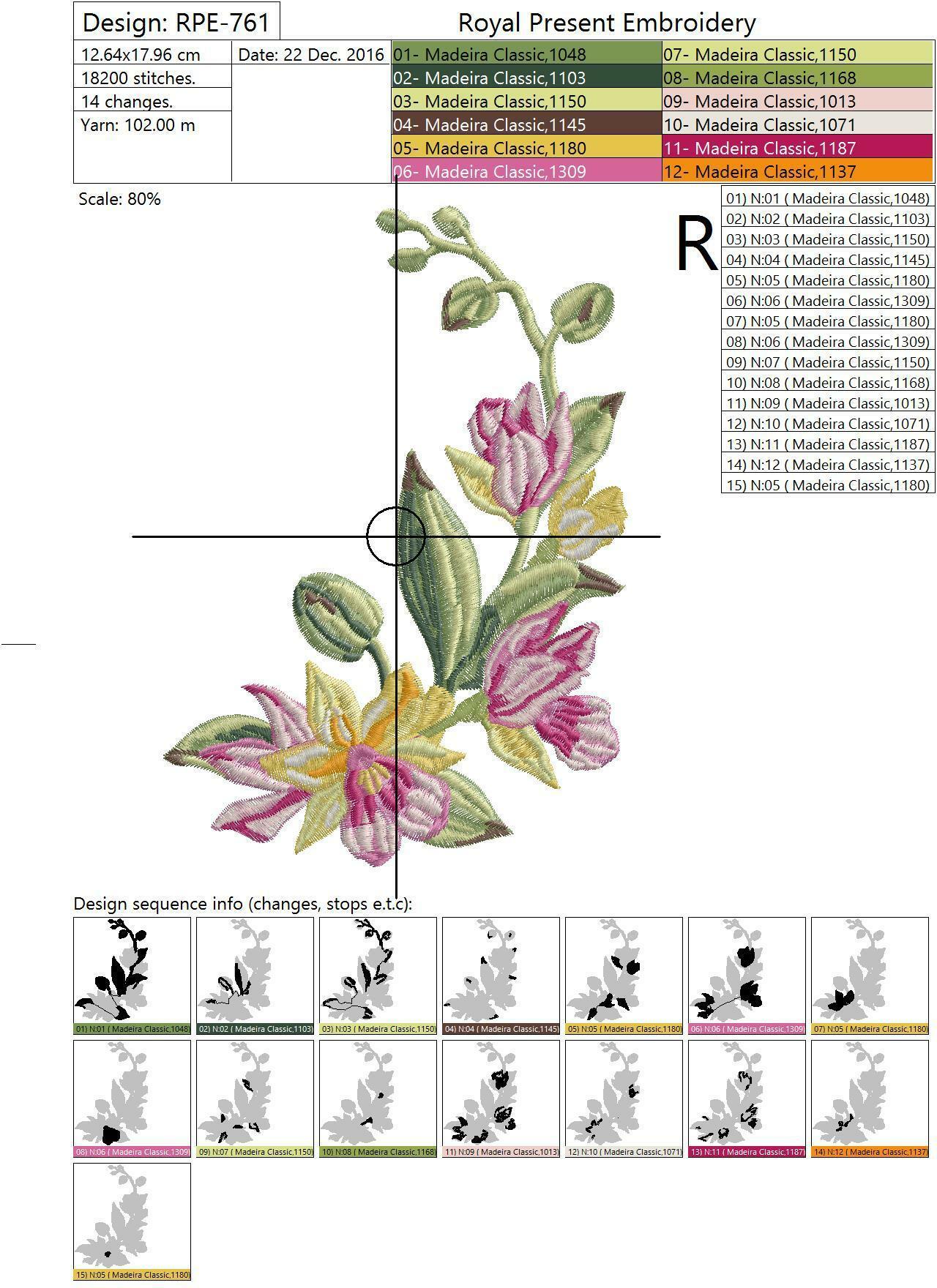 Machine Embroidery Design Tropical orchids