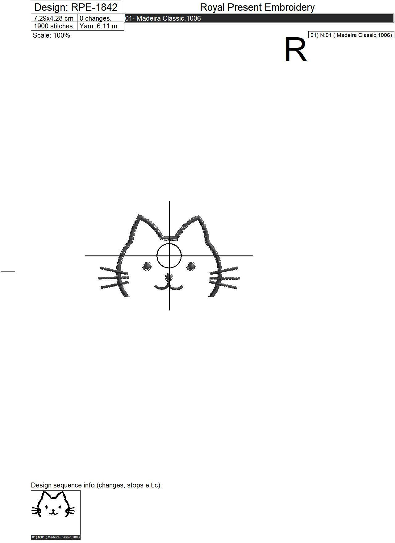 Contour Kitten Machine Embroidery Design