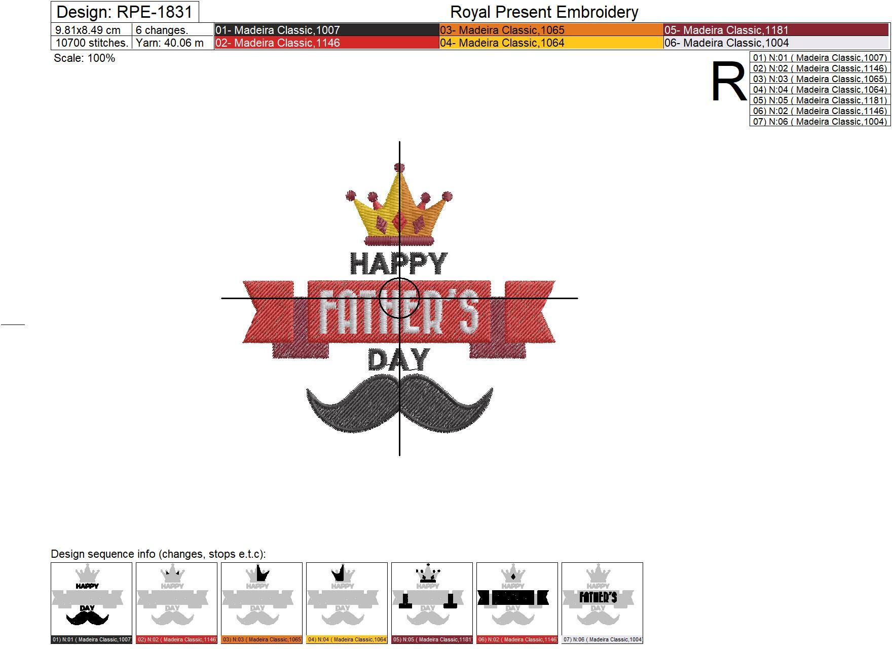 Design for Embroidery Machines Happy Fathers Day - 3 sizes