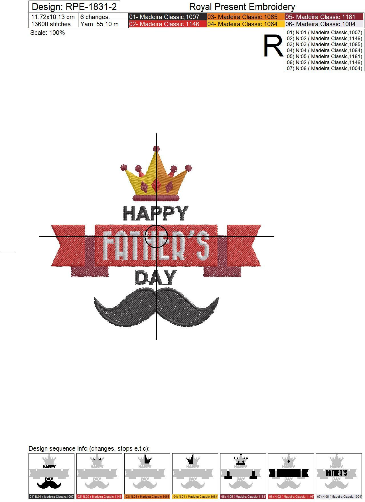 Design for Embroidery Machines Happy Fathers Day - 3 sizes