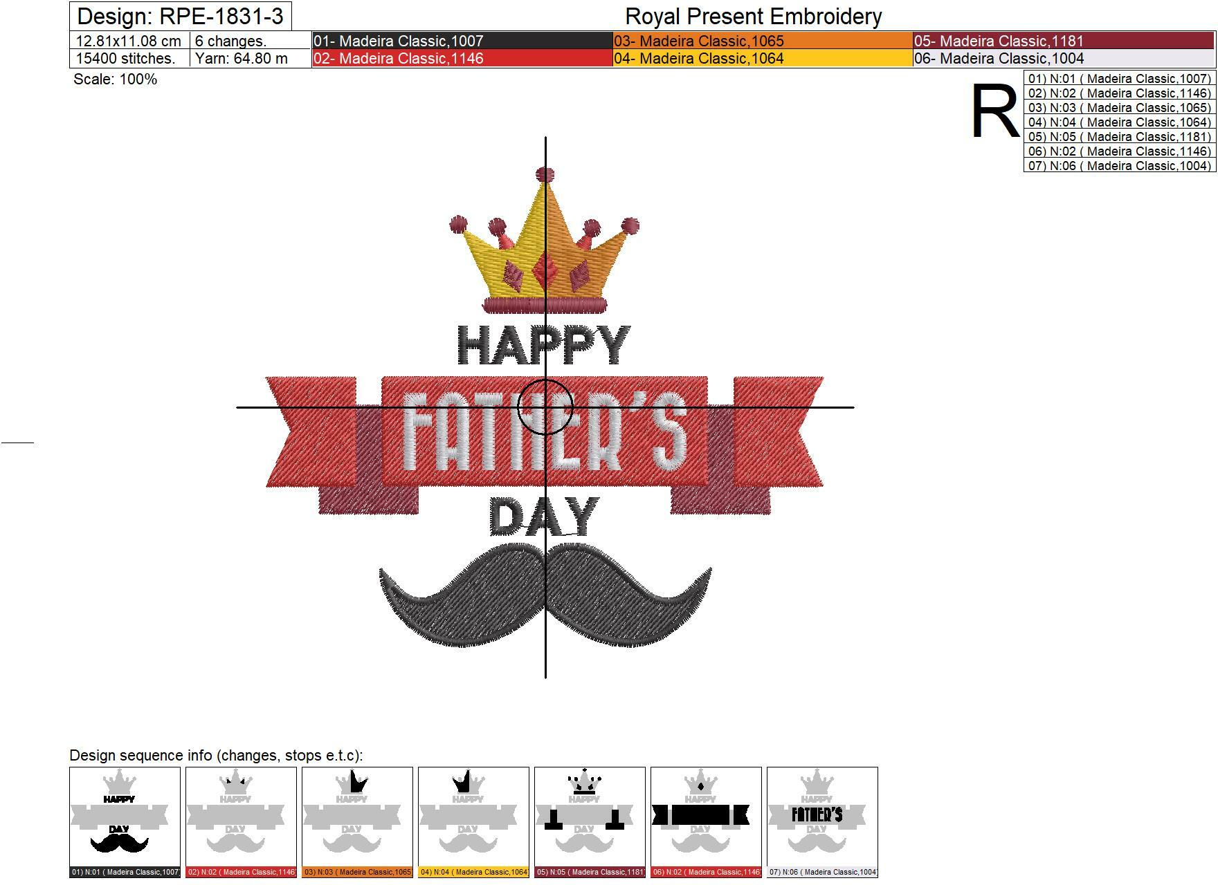 Design for Embroidery Machines Happy Fathers Day - 3 sizes