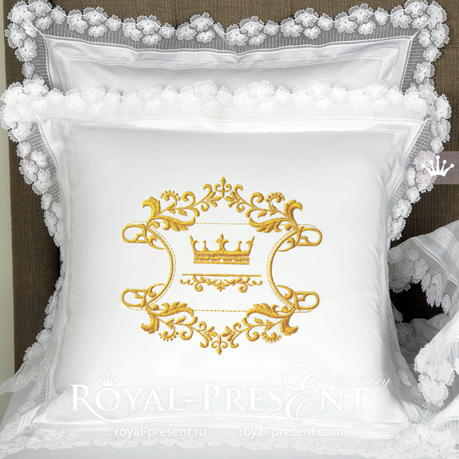 Crown with ornate frame Machine Embroidery Design - 5 sizes RPE-1823