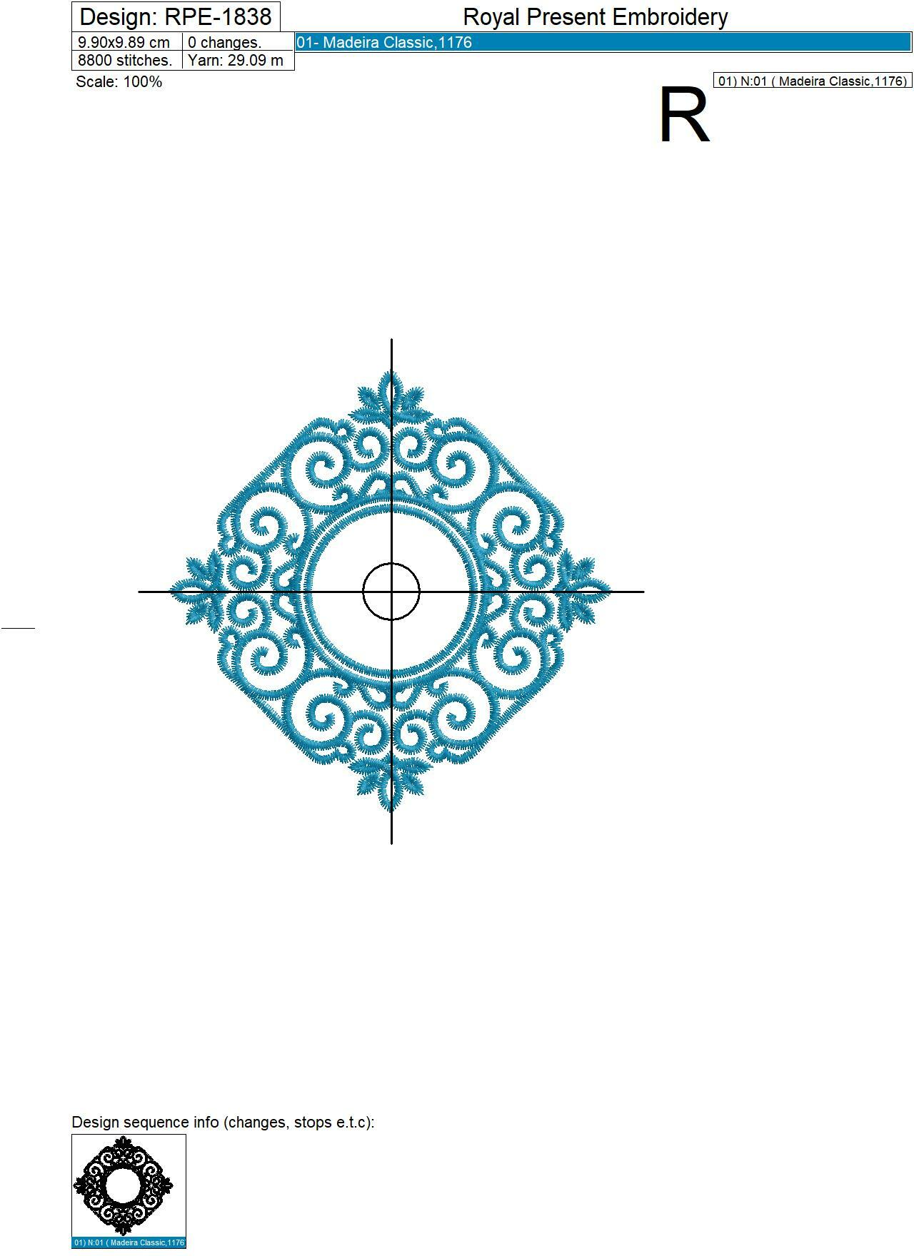 Filigree monogram frame Machine embroidery design - 3 sizes