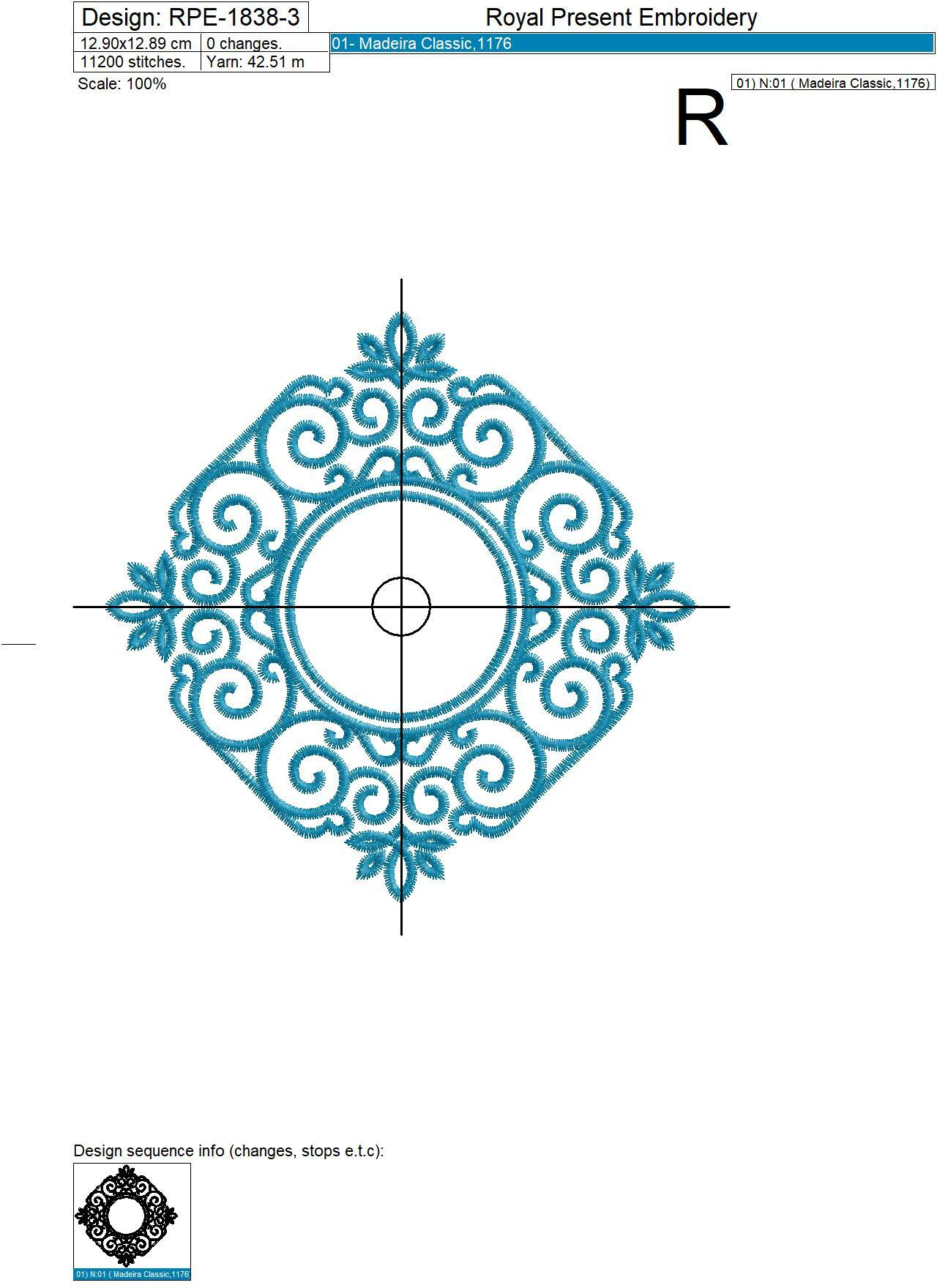 Filigree monogram frame Machine embroidery design - 3 sizes