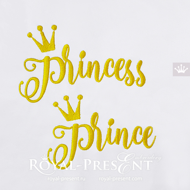 Inscriptions Prince And Princess Machine embroidery designs - 2 sizes