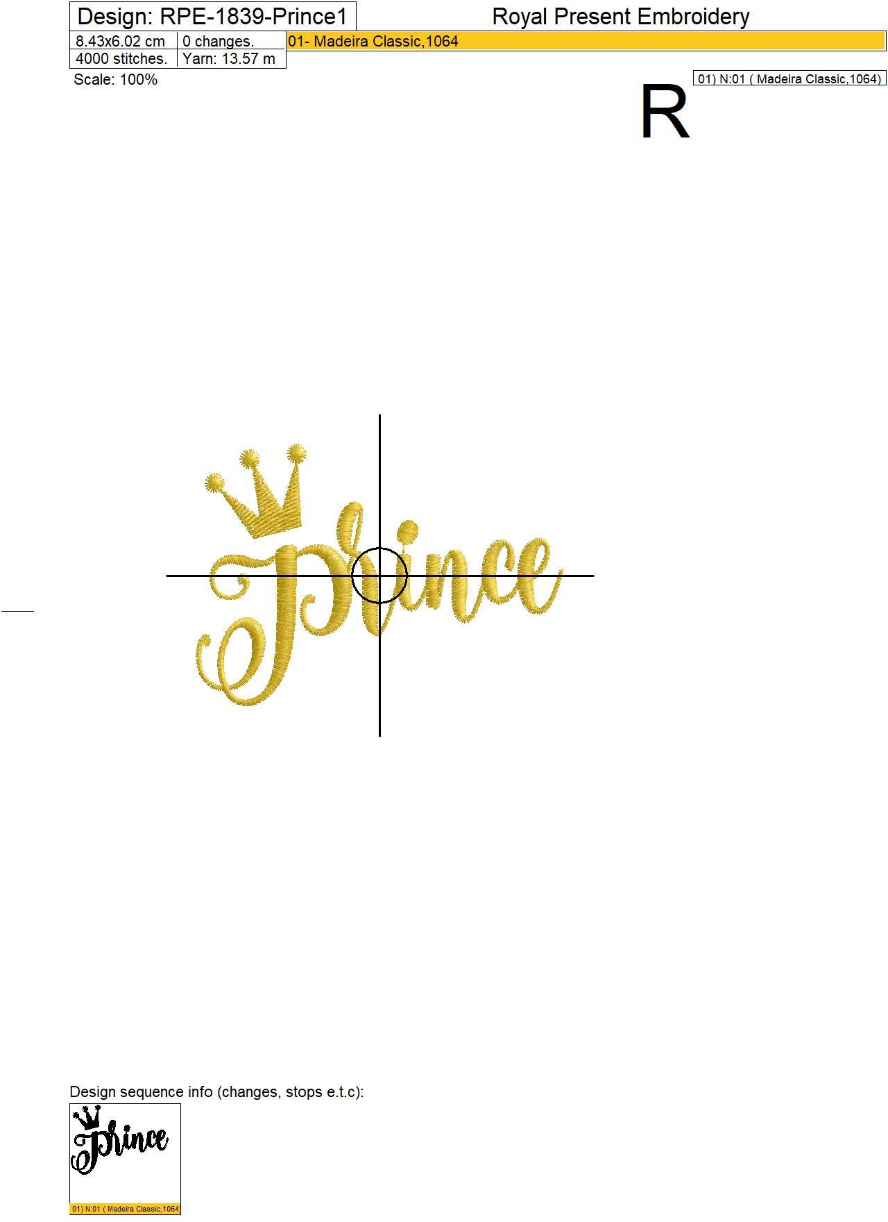 Inscriptions Prince And Princess Machine embroidery designs - 2 sizes