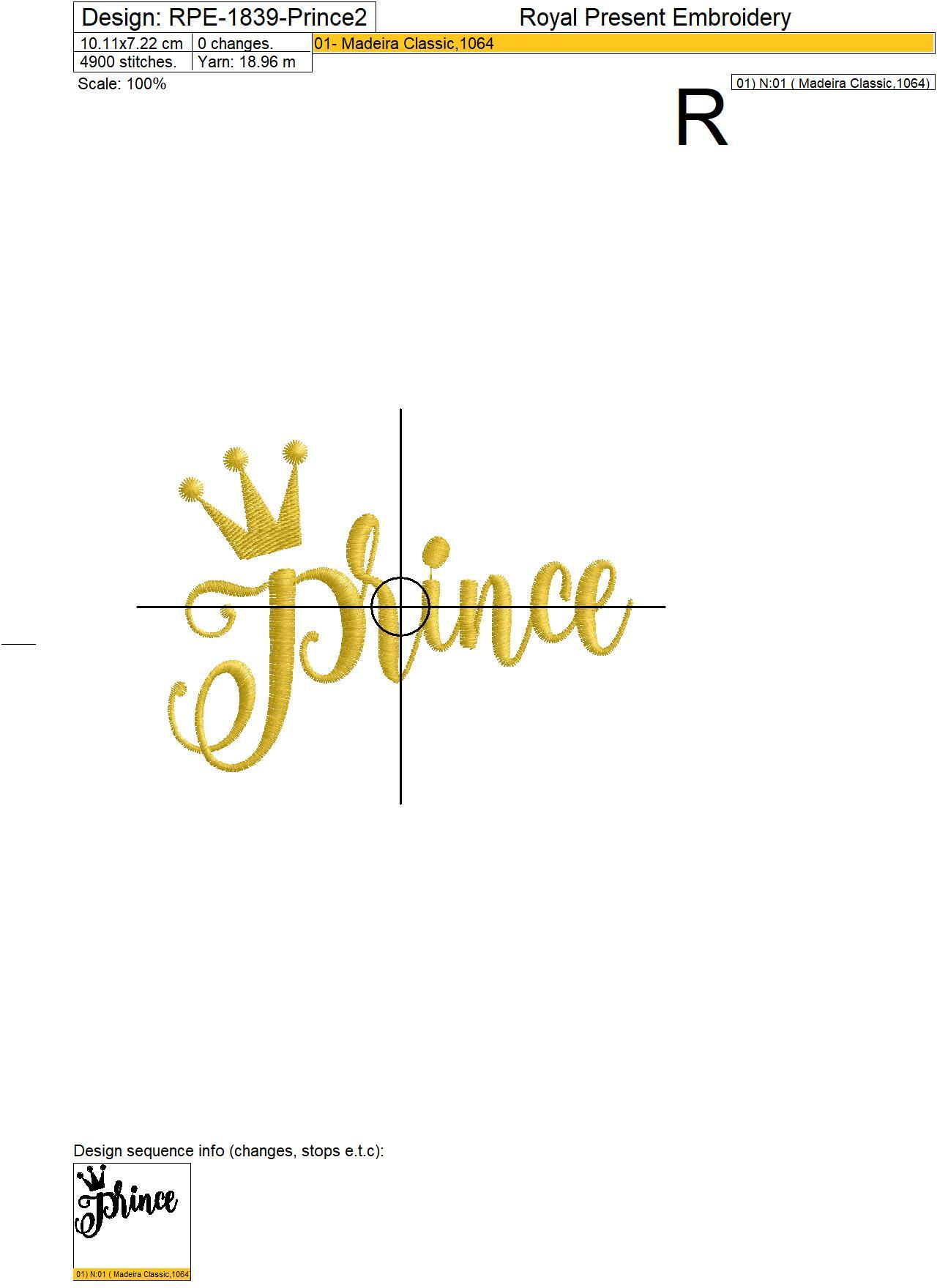 Inscriptions Prince And Princess Machine embroidery designs - 2 sizes