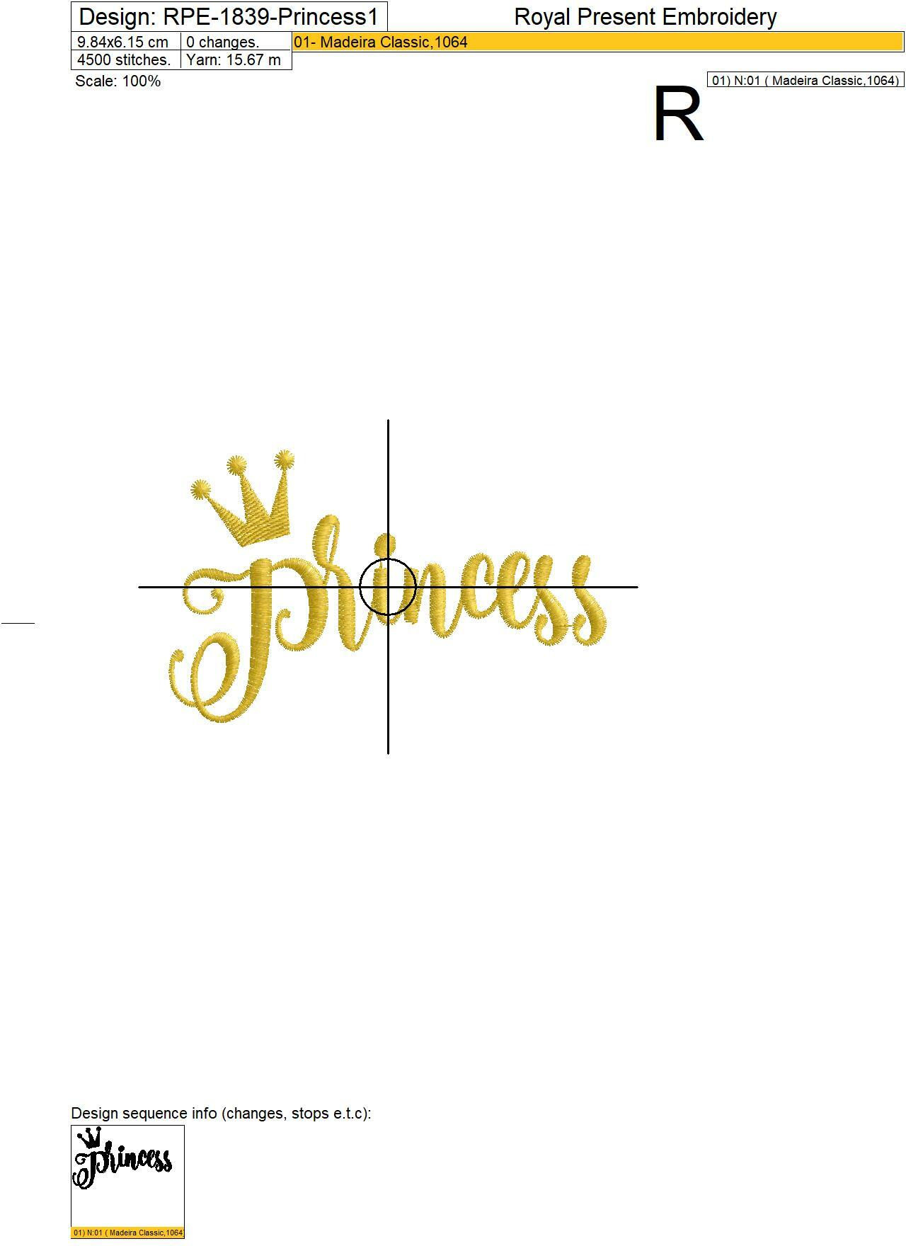 Inscriptions Prince And Princess Machine embroidery designs - 2 sizes