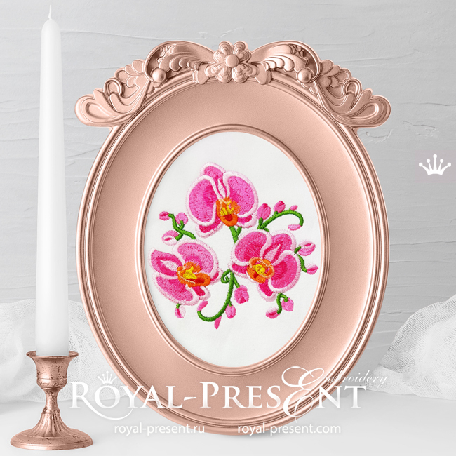 Three Orchids Machine Embroidery Design - 3 sizes RPE-1843