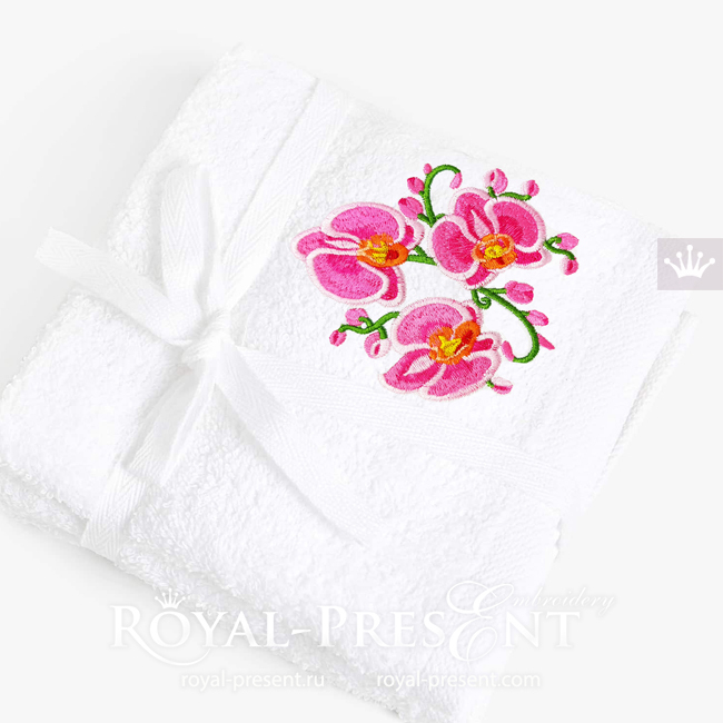 Three Orchids Machine Embroidery Design - 3 sizes