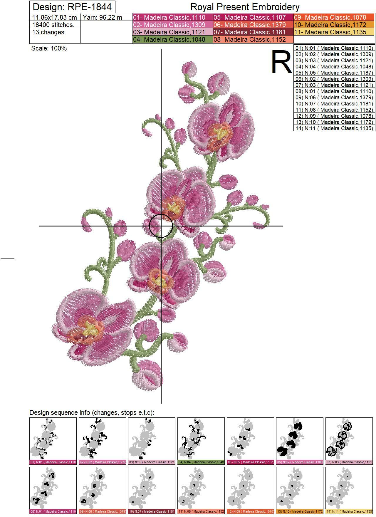 Orchids Machine Embroidery Design - 3 sizes