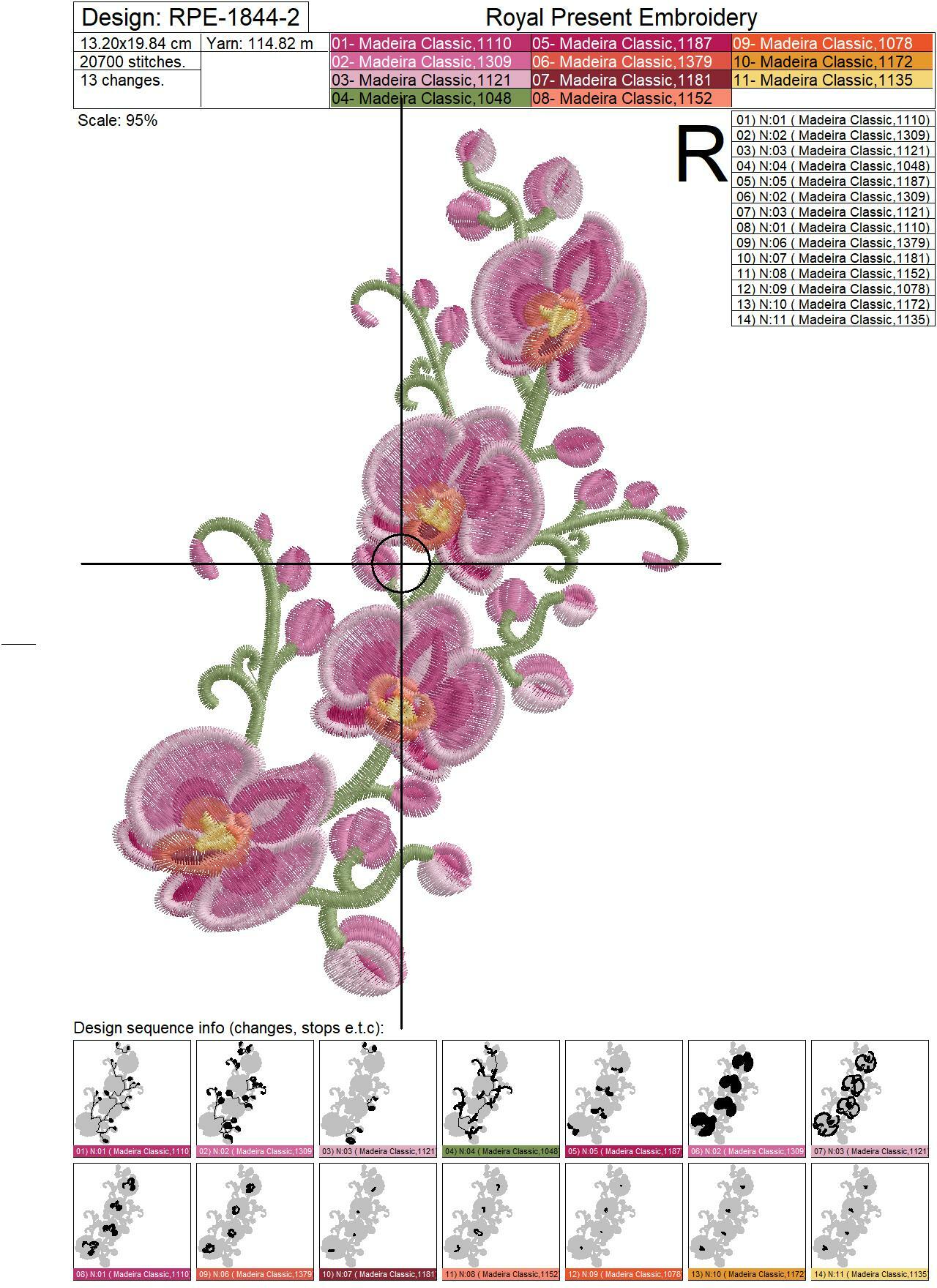 Orchids Machine Embroidery Design - 3 sizes
