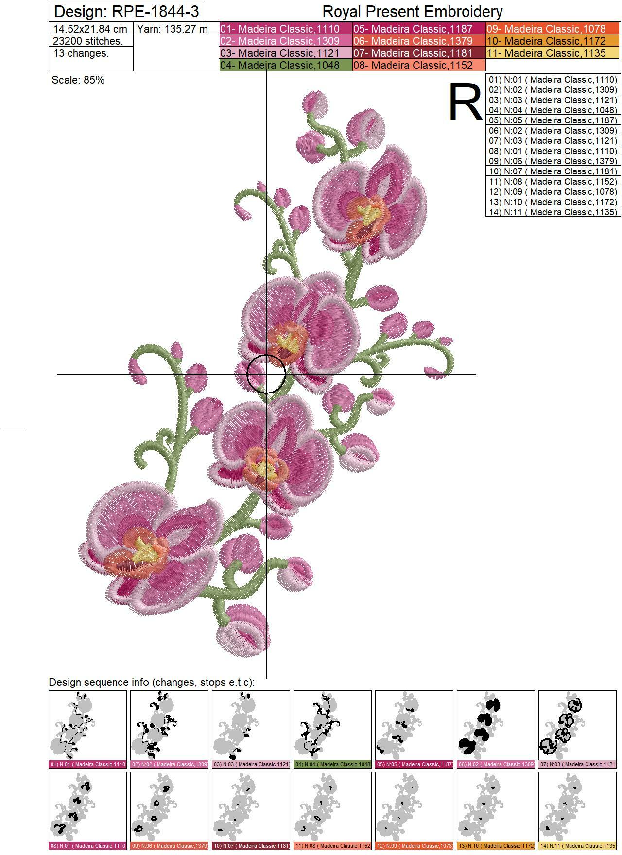 Orchids Machine Embroidery Design - 3 sizes