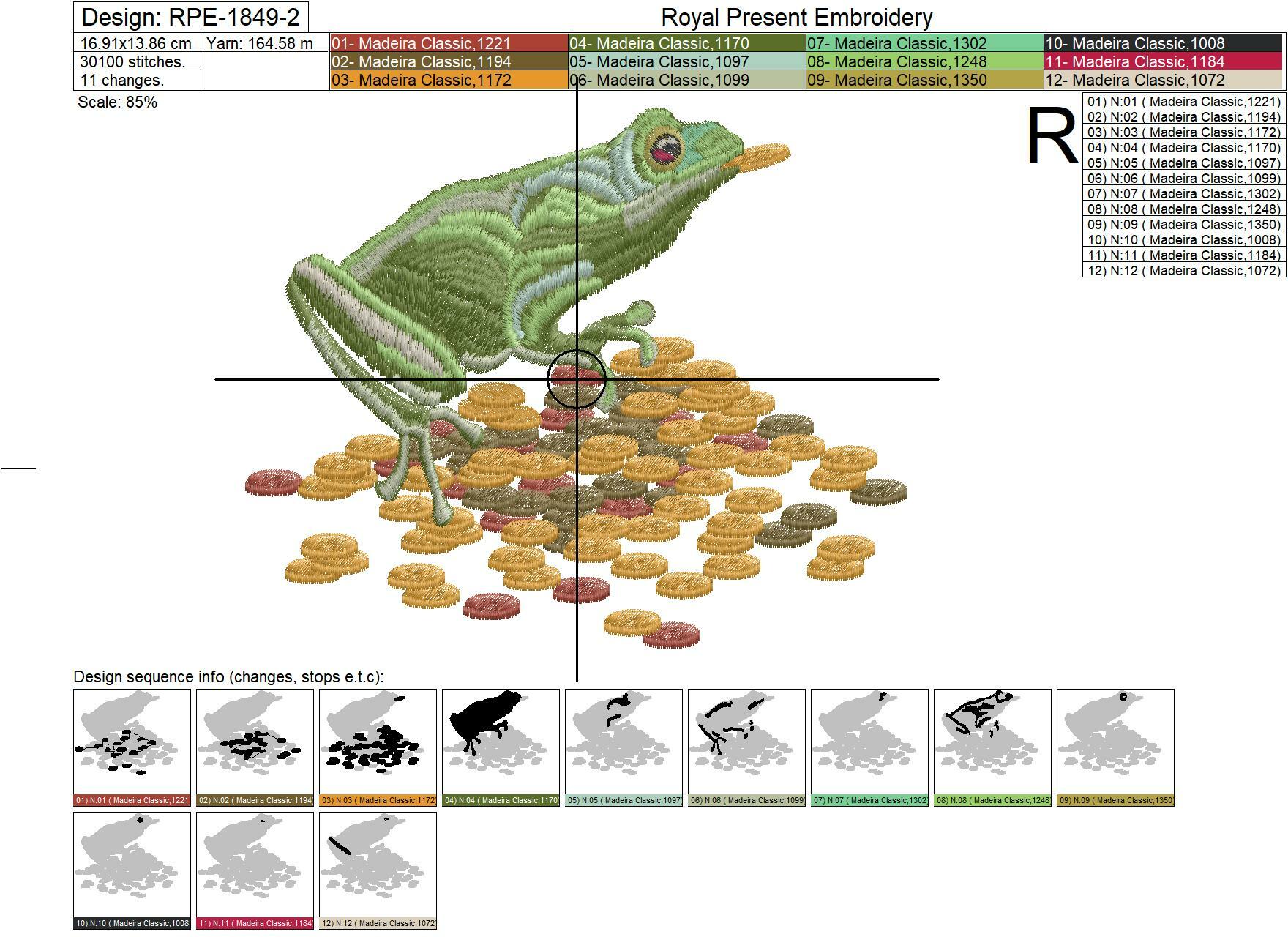 Money Frog Machine Embroidery Design - 4 sizes