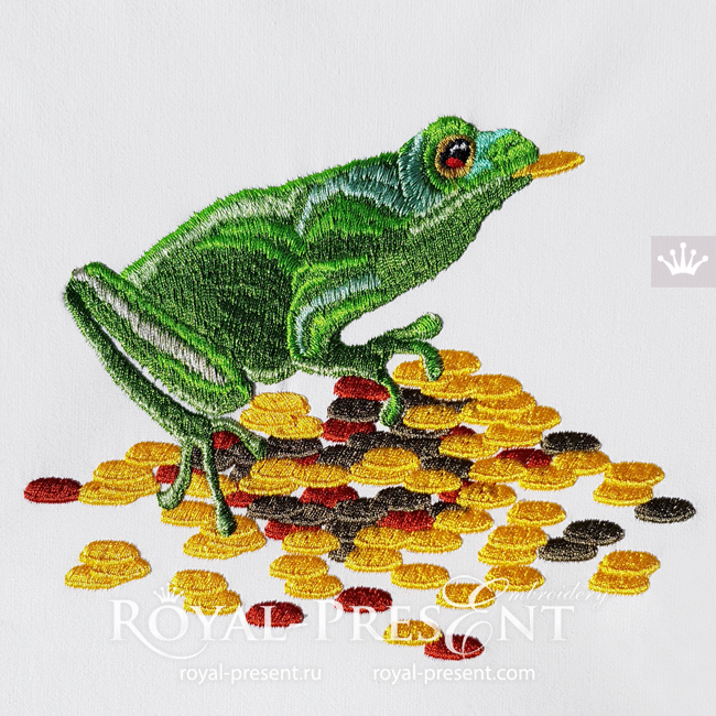 Money Frog Machine Embroidery Design - 4 sizes