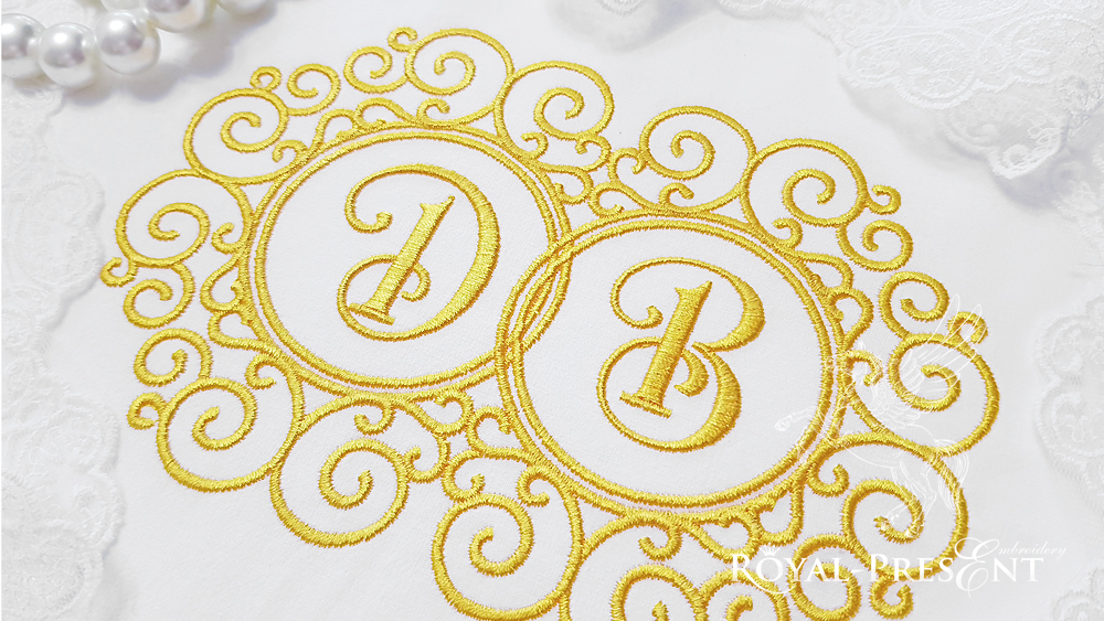 Double Wedding Frame Machine Embroidery Design - 4 sizes