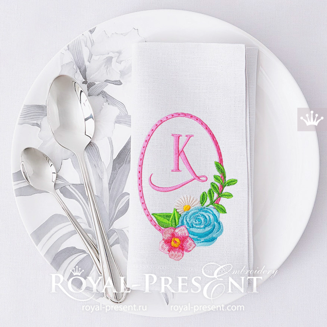 Flower Frame with Rose Machine Embroidery Design - 2 sizes RPE-1855