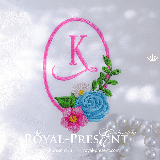 Flower Frame with Rose Machine Embroidery Design - 2 sizes