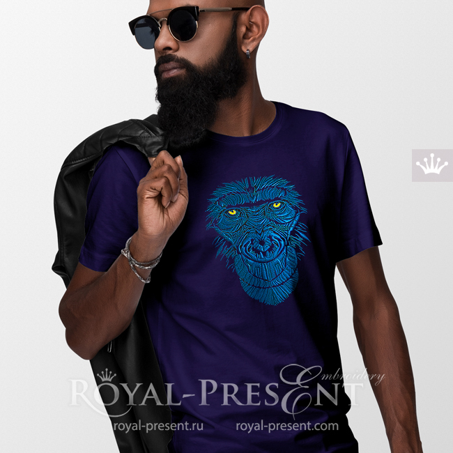 Gorilla head Machine Embroidery Design - 3 sizes
