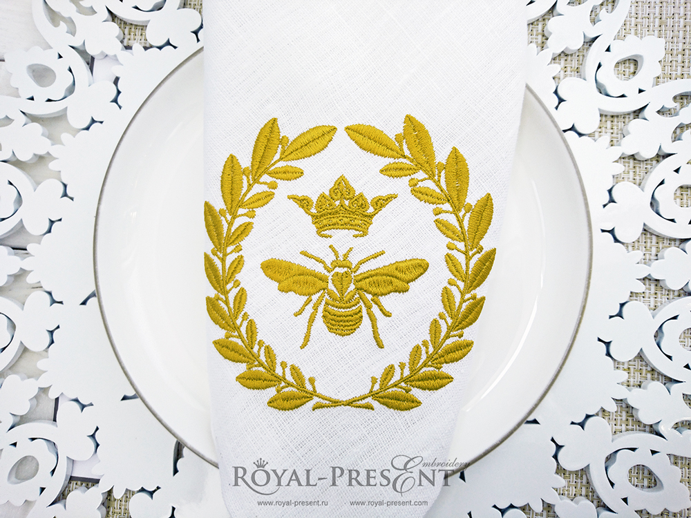 Machine Embroidery Design Royal Bee | Napoleonic bee - 2 sizes