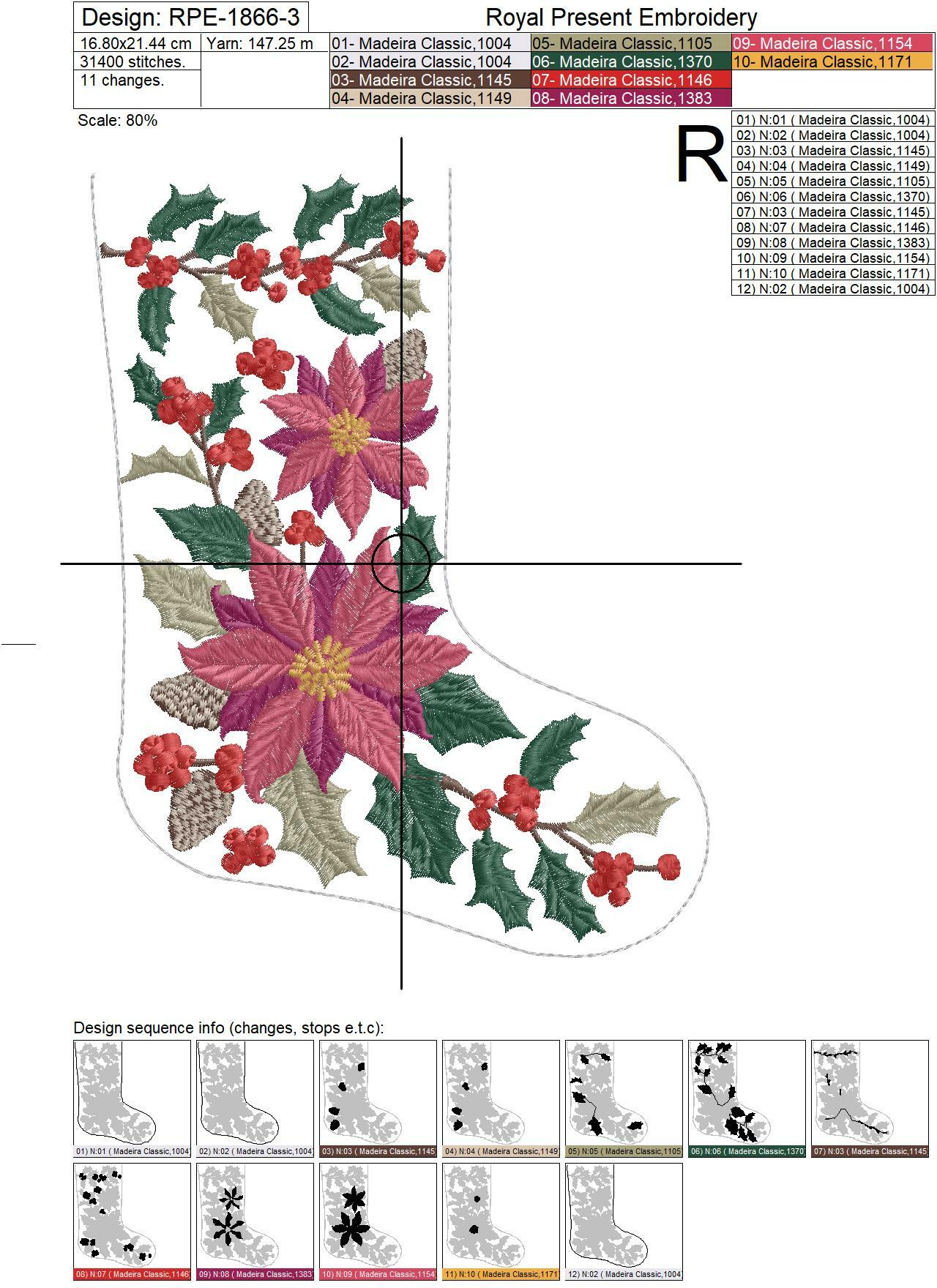 ITH Christmas stocking machine embroidery design - 4 sizes