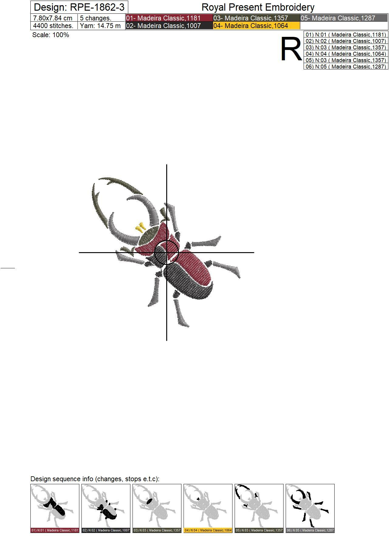Stag Beetles machine embroidery designs - 2 sizes