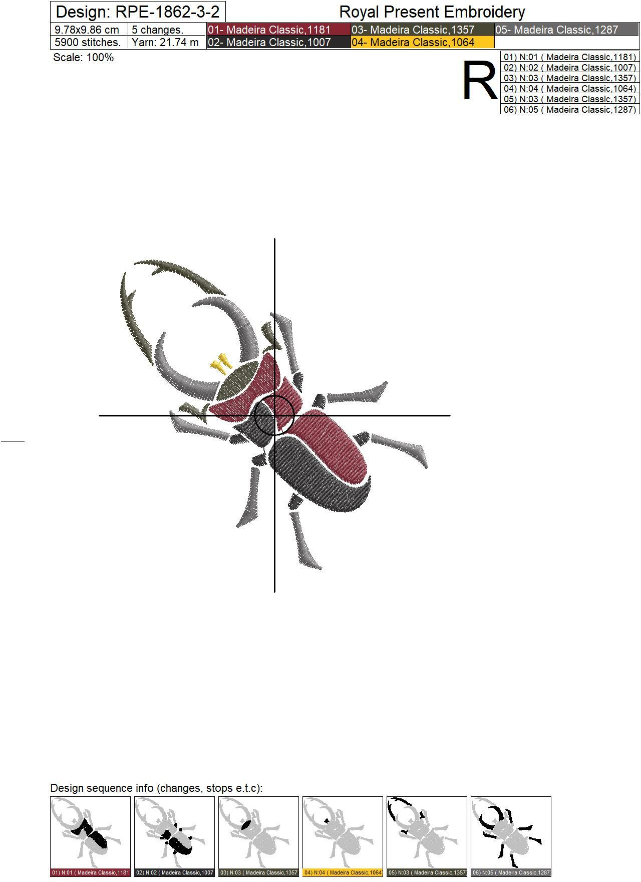 Stag Beetles machine embroidery designs - 2 sizes