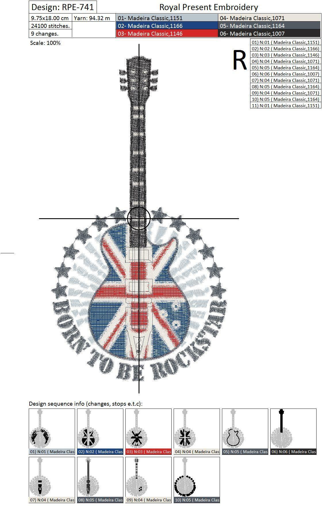 Machine Embroidery Design Born to be rock star - 2 sizes