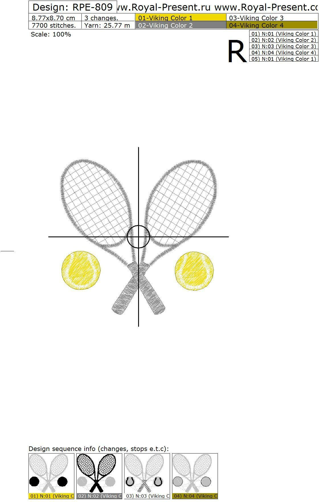 Machine Embroidery Design Tennis