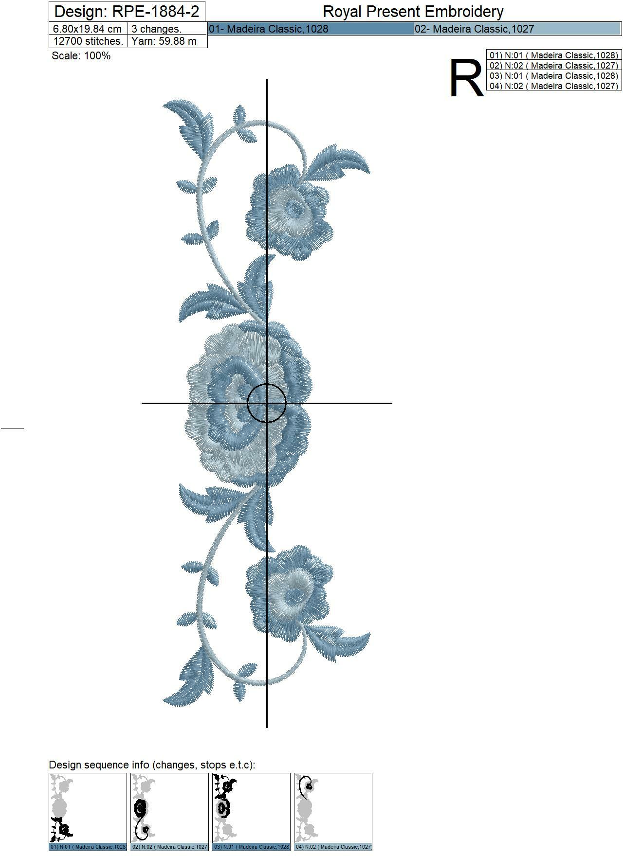 Border Peonies Machine Embroidery Design - 2 sizes