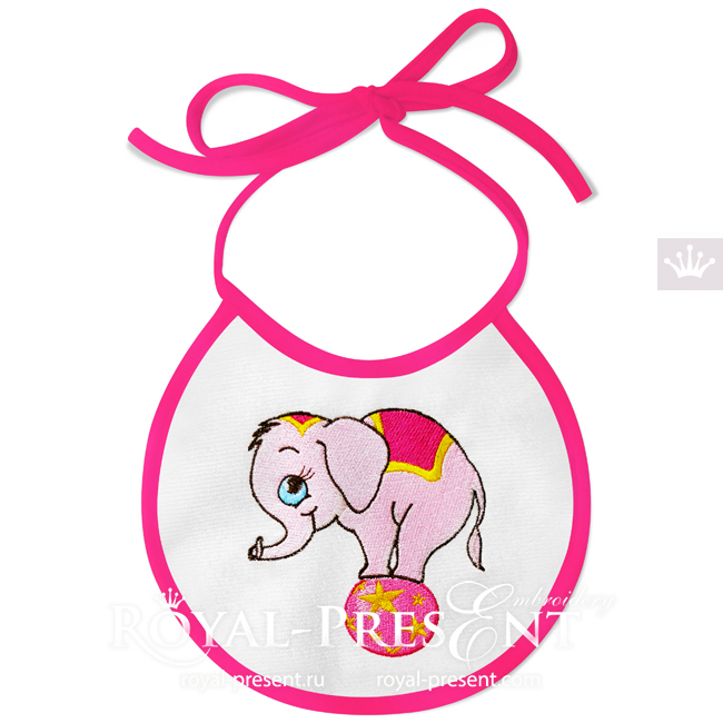 Baby Elephant on the ball Machine Embroidery Design - 2 sizes