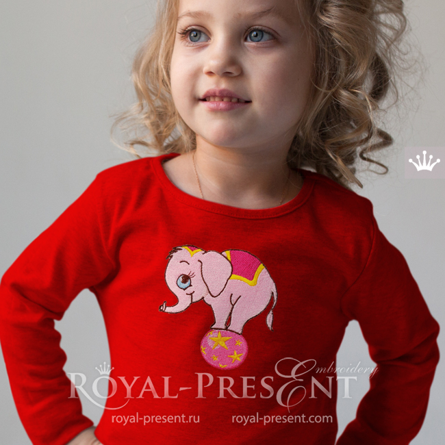 Baby Elephant on the ball Machine Embroidery Design - 2 sizes RPE-1880