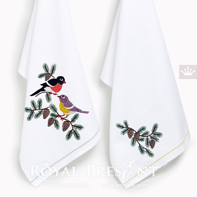 Bullfinch and Tit Machine embroidery designs