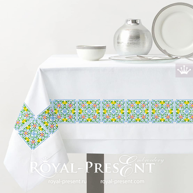 Square Floral Ottoman machine embroidery design