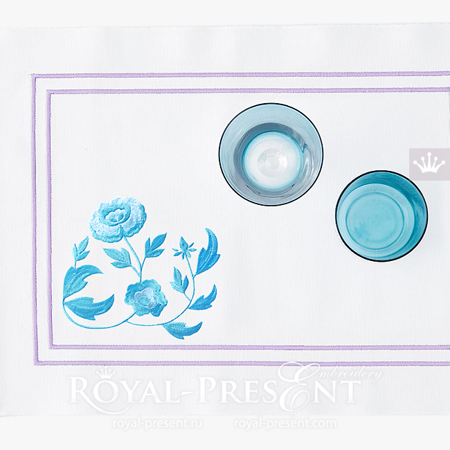 Peony branch Machine Embroidery Design - 2 sizes