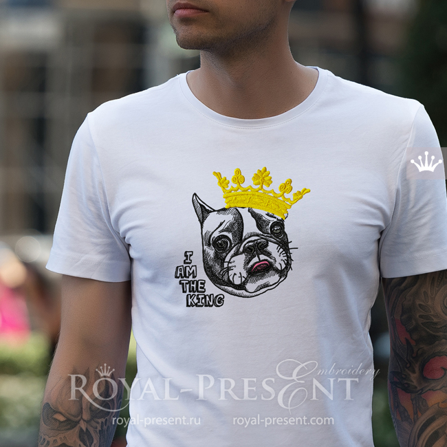 French bulldog King Machine Embroidery Design - 4 sizes RPE-1892
